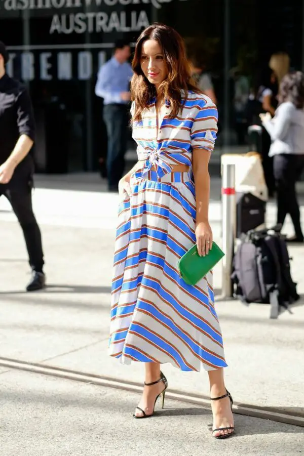 3-striped-dress-with-green-clutch