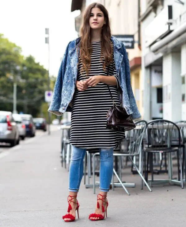 3-striped-dress-with-jeans-and-denim-jacket