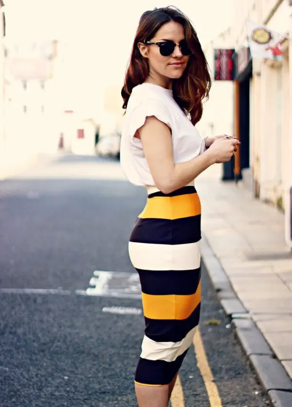3-striped-high-waist-skirt-with-white-top