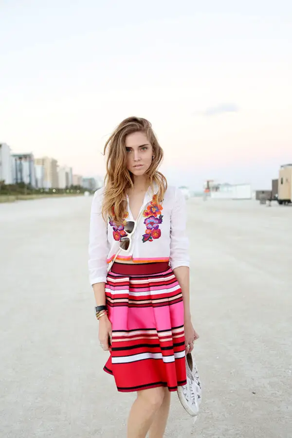 3-striped-skirt-with-floral-print-blouse
