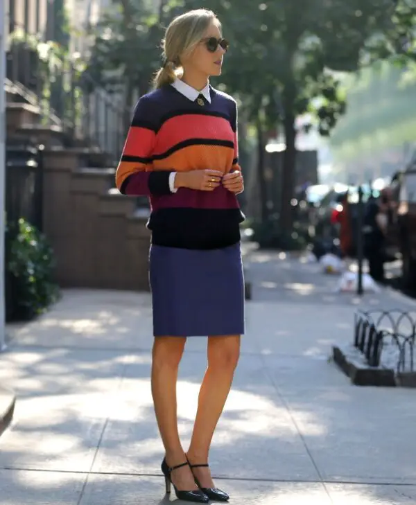 3-striped-sweater-with-pencil-skirt-and-collared-shirt