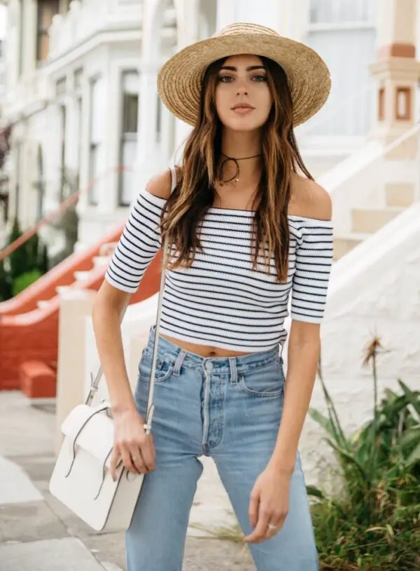 4-breton-striped-top-with-jeans-and-straw-hat