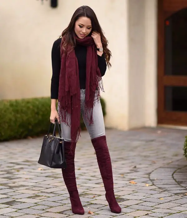 4-burgundy-scarf-and-boots-with-skinny-jeans