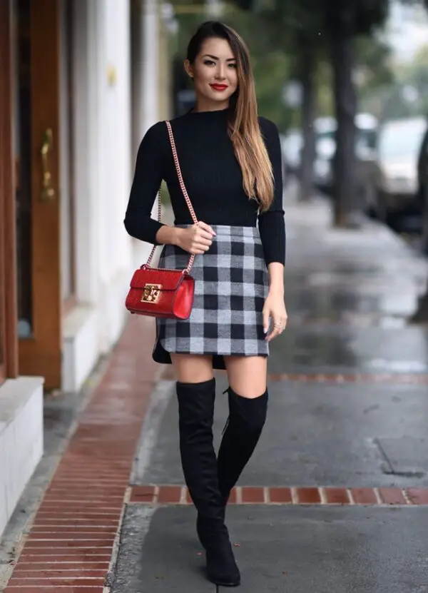 4-checkered-miniskirt-with-sweater-and-over-the-knee-boots
