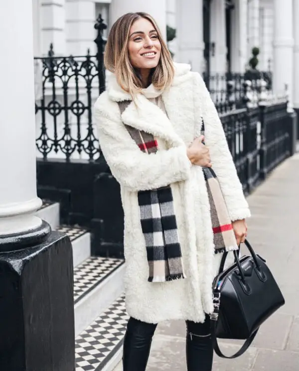 4-checkered-shawl-with-winter-coat-and-leather-trousers