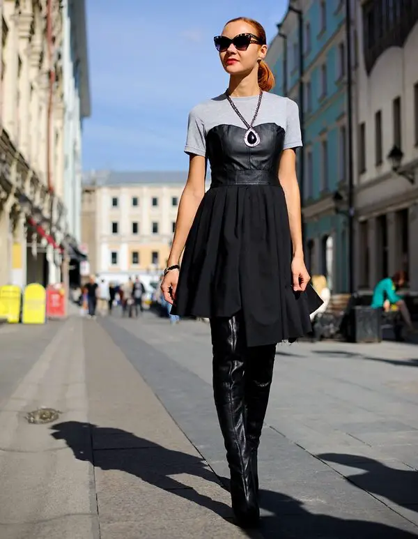 4-edgy-black-dress-with-gray-tee