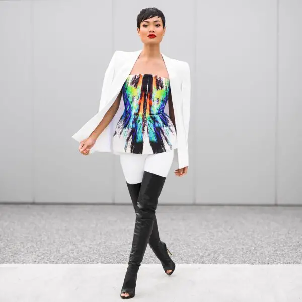 4-futuristic-printed-top-with-blazer-and-peep-toe-boots