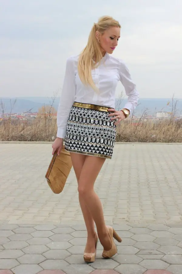 4-geometric-skirt-with-white-blouse