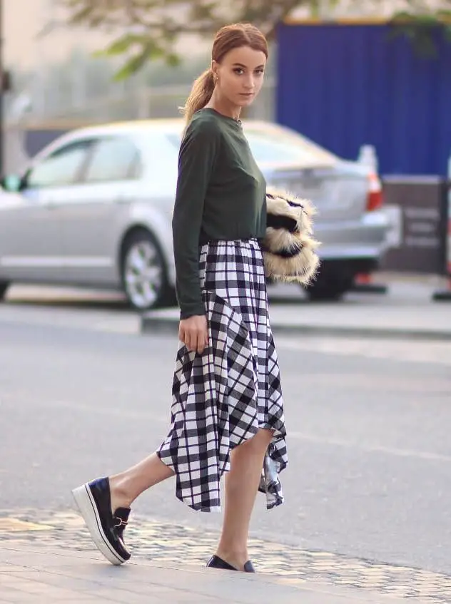 4-lugsole-loafers-with-plaid-skirt-and-black-tee