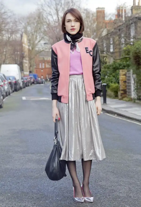 4-metallic-silver-skirt-with-varsity-jacket-1