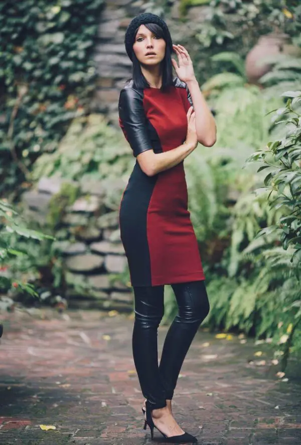 4-side-paneled-dress-with-leather-trousers-2