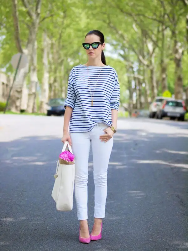 4-striped-top-with-white-jeans-and-pink-pumps