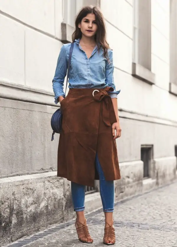 4-suede-wrap-skirt-with-jeans-and-button-down-top
