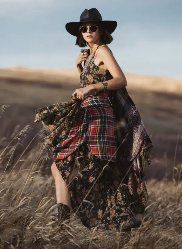 5-bohemian-dress-with-plaid-shirt-and-cowboy-boots