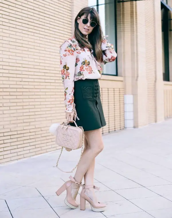 5-floral-blouse-with-forest-green-skirt-and-chic-bag