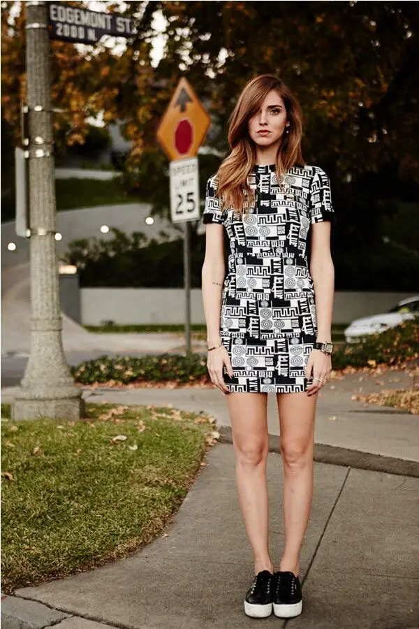 5-graphic-print-dress-with-lug-sole-sneakers