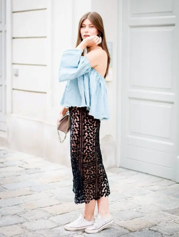 5-lace-skirt-with-off-shoulder-chambray-blouse