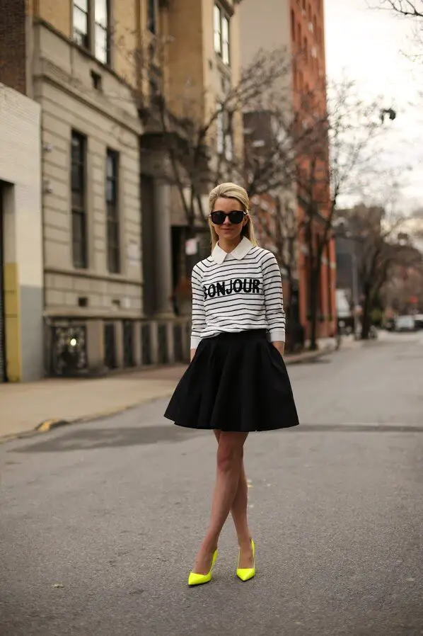 5-plain-shirt-with-striped-sweater-and-miniskirt