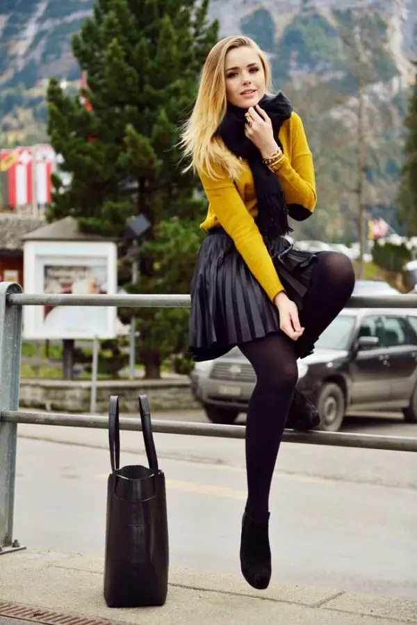 5-pleated-skirt-with-mustard-sweater