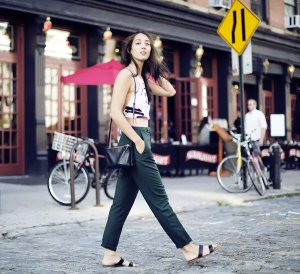 5-slip-on-sandals-with-military-pants-and-crop-top