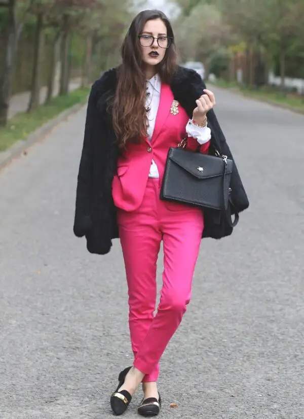 7-hot-pink-suit-with-layered-necklace-and-brooches