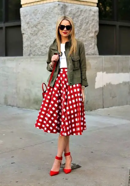 army-green-and-checkered-red-outfit