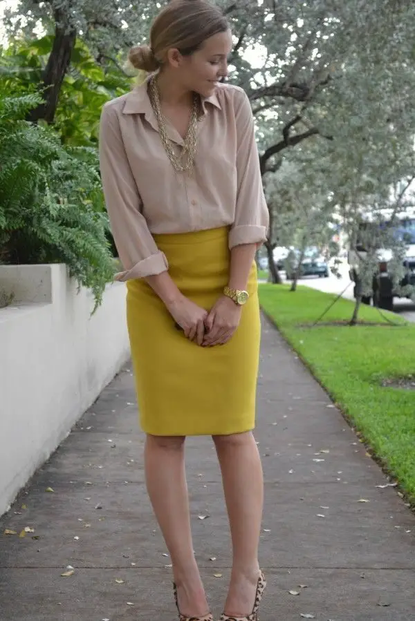 beige-top-and-yellow-skirt