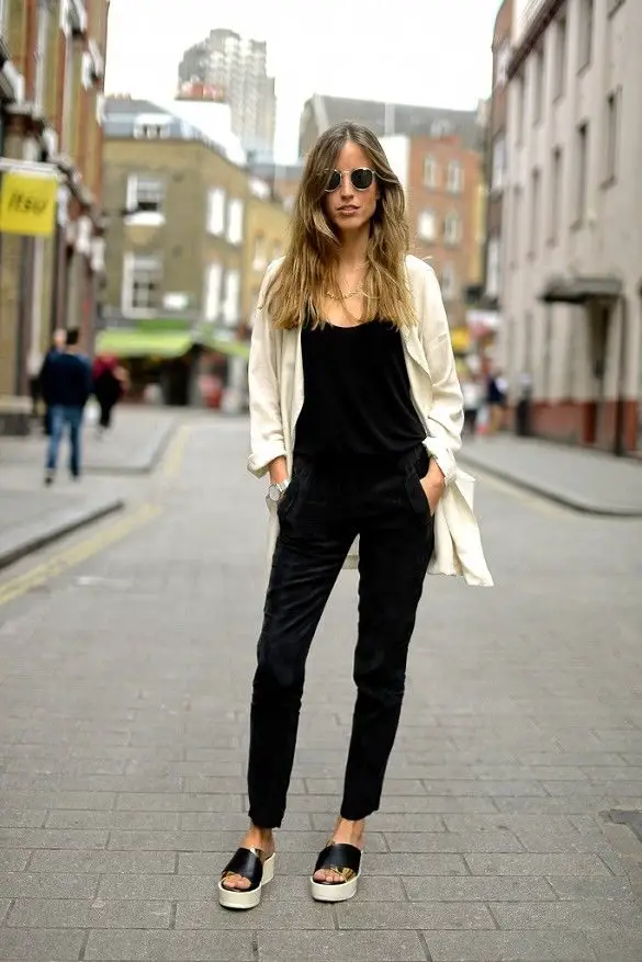 black-overalls-and-white-button-down-top