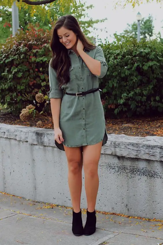 button-up-shirt-dress-in-military-green