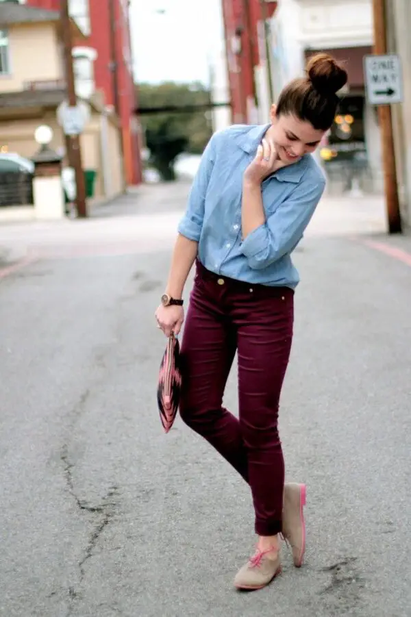 colored-pants-and-denim-top