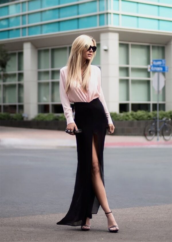 front-slit-skirt-and-pink-top