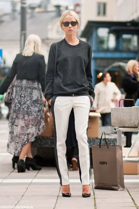 gray-sweater-aznd-white-pants