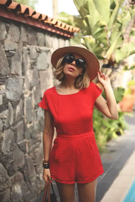 hat-and-red-romper-outfit
