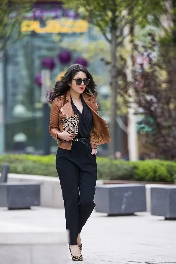 jacket-in-brown-leather-and-jumpsuit-in-black