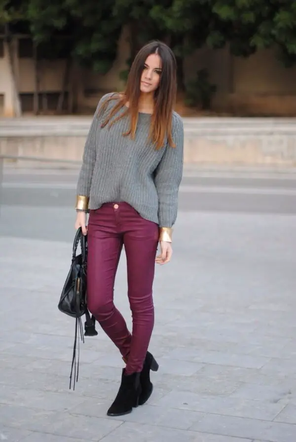 jeggings-maroon-color