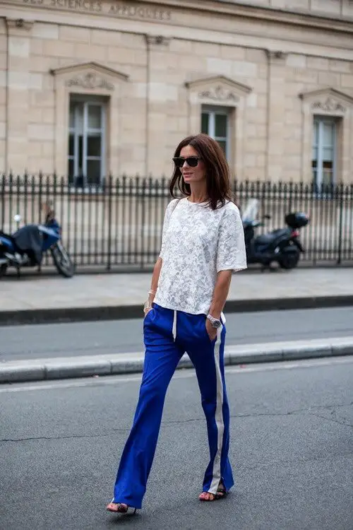 lace-top-and-side-stripe-pants
