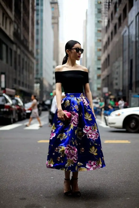 off-shoulder-and-floral-full-skirt