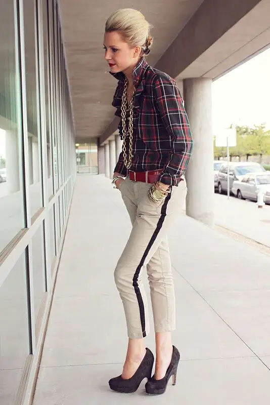 plaid-top-and-side-stripe-pants