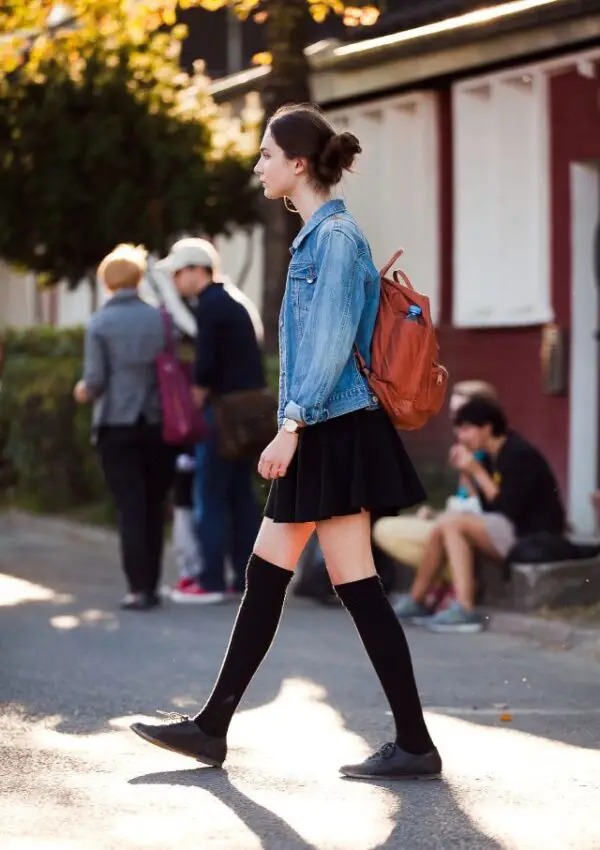 pleated-skater-skirt-and-thigh-high-socks