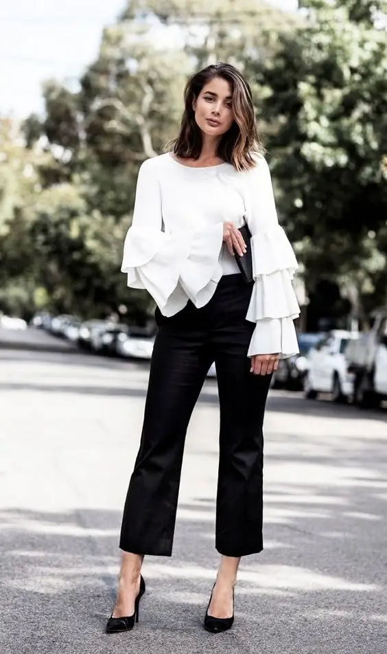 ruffle-bell-sleeve-top-and-black-trousers