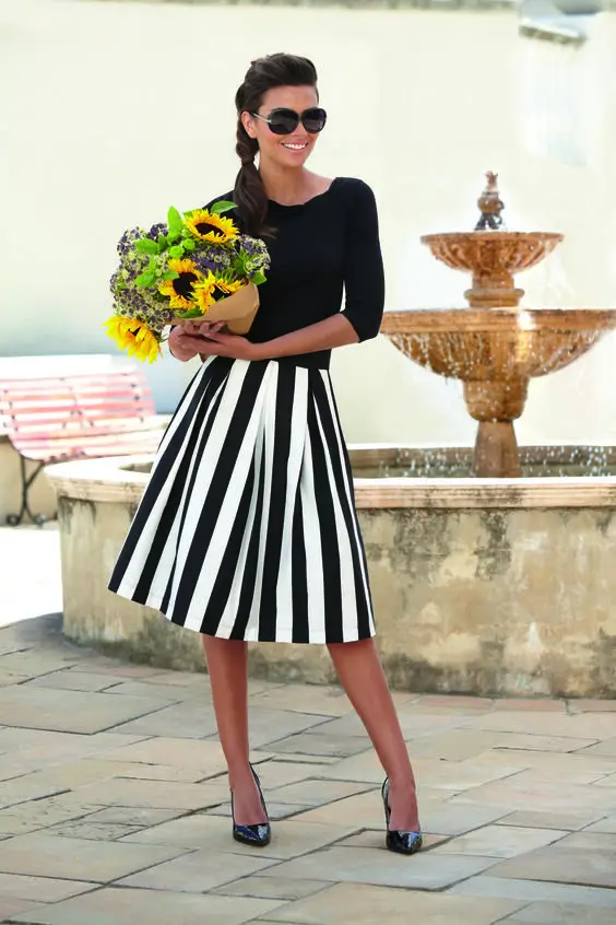 striped-skirt-and-black-top