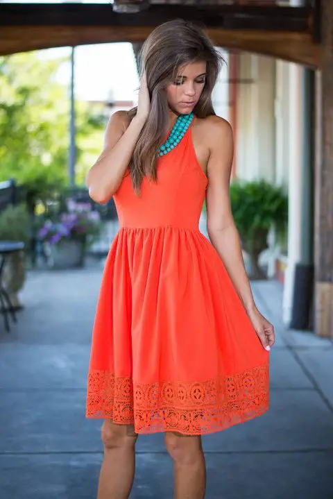 sun-dress-in-tangerine-with-turquoise-necklace
