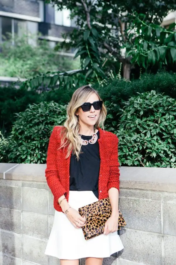 white-fluted-skirt-and-red-blazer