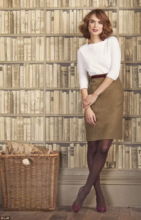 white-top-and-brown-skirt