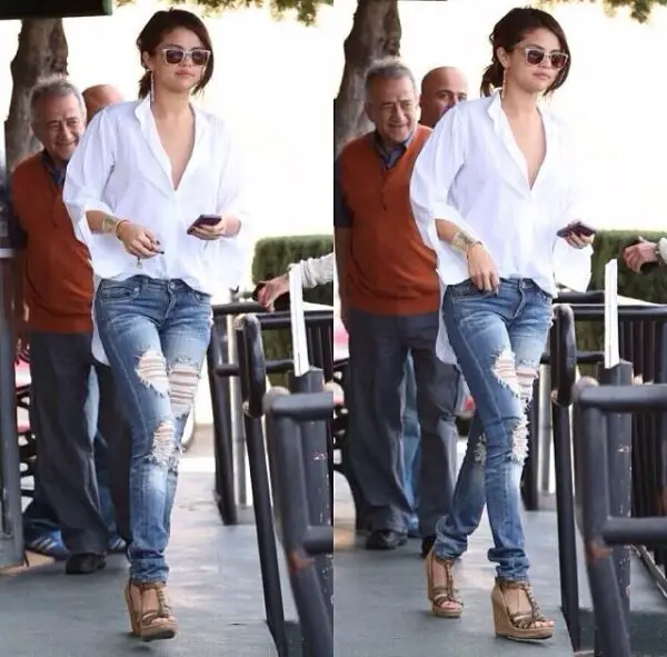 white-top-and-ripped-jeans
