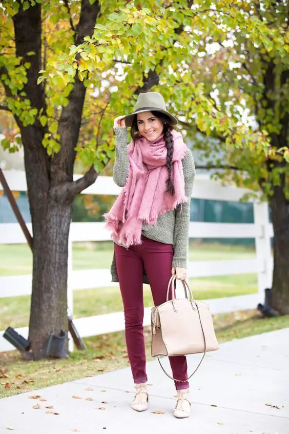 wine-and-gray-outfit-with-touch-of-pink-1