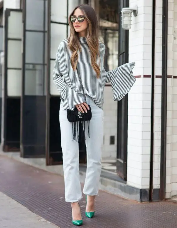 1-bell-sleeved-blouse-with-white-pants-and-green-pumps