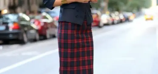 1-blazer-with-plaid-skirt-and-ankle-strap-sandals