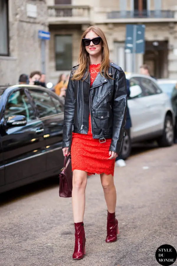 1-burgundy-boots-with-leather-jacket-and-dress