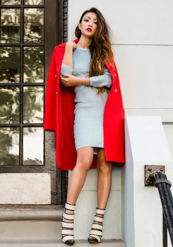 1-gray-knit-dress-with-red-coat